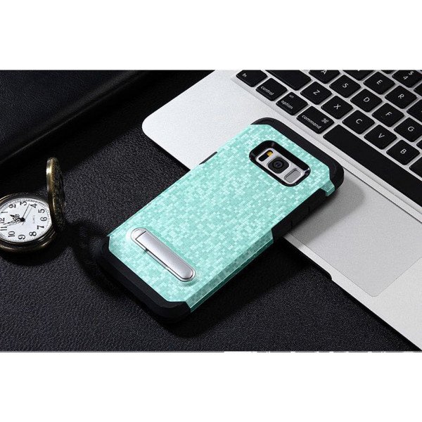 Wholesale Samsung Galaxy S8 Pixel Armor Hybrid Kickstand Case (Green)